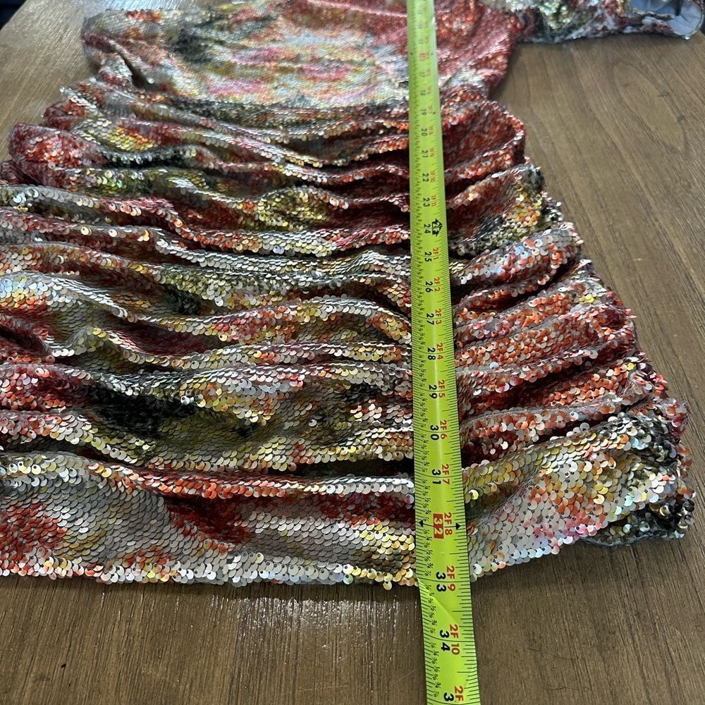 Ronny Kobo Multicolor Sequin Mini Dress One Shoulder Ruched Bodycon Large - Picture 7 of 14